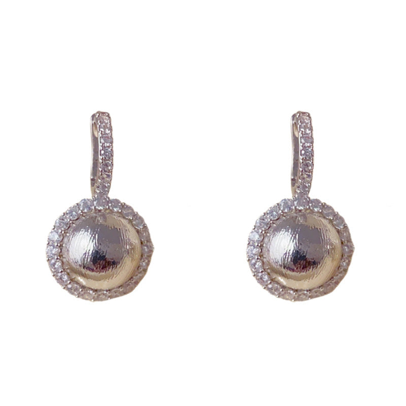 Elegant Zircon Metal Round Hoop Earrings – Retro Geometric Design