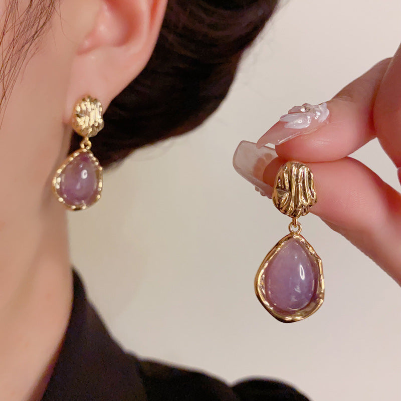 Korean Dupin Elegant Metal Irregular Drop Earrings – Geometric Design