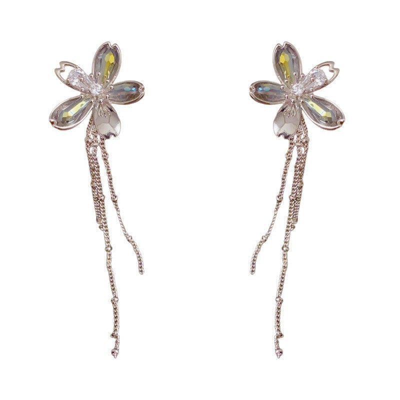 Eaioncol Bronze Petal Tassel Drop Earrings Gold