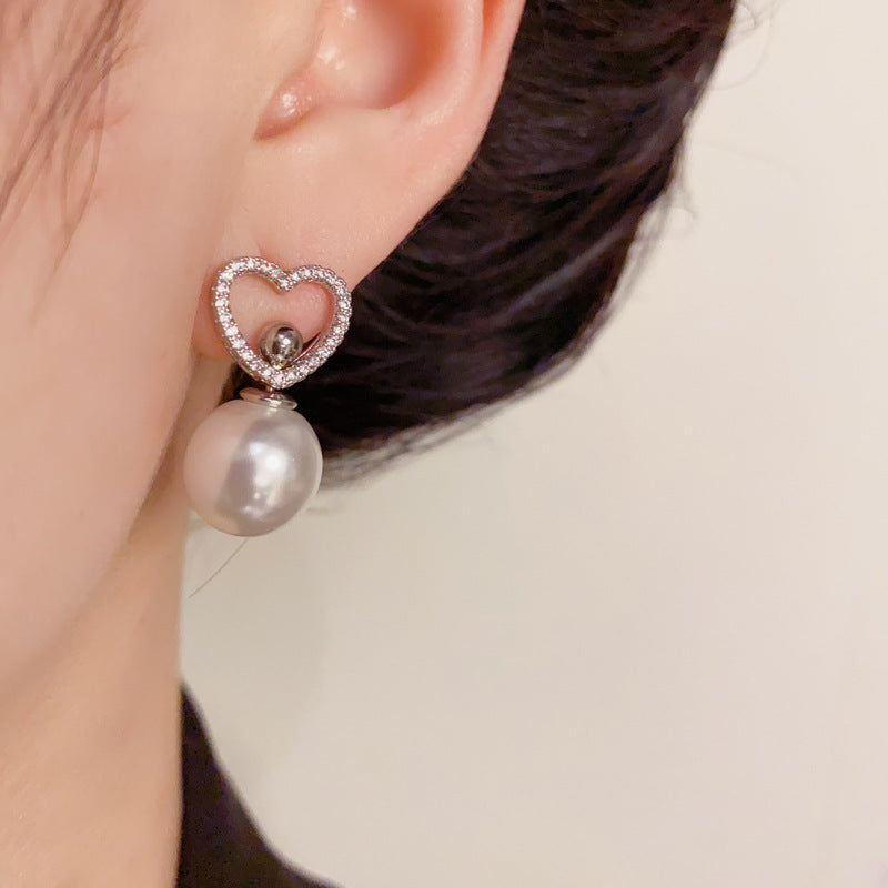 14K Gold-Plated Multi-Way Heart Pearl Earrings – Versatile & Chic