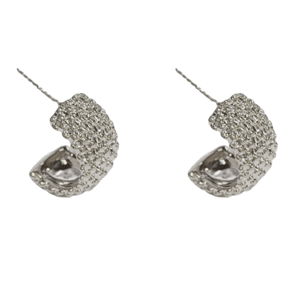 Eaioncol Textured C Hoop Earrings 16K Gold Plated & Silver Plated