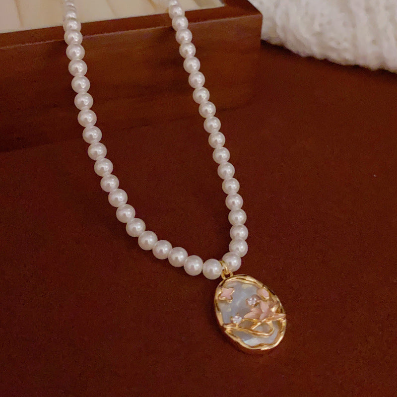 14K Gold Lotus Shell Pendant Necklace & Earrings Set – Floral Design