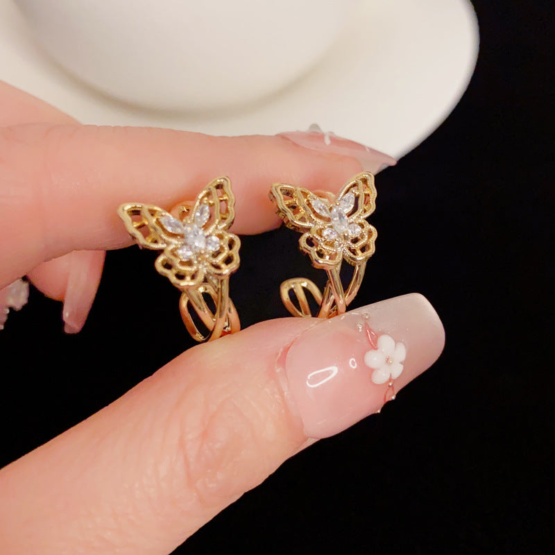 Eaioncol Butterfly Cutout Hoop Earrings Gold