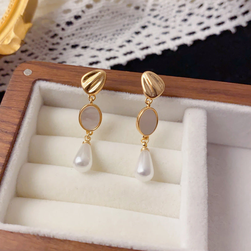 Luxury Shell Oval Teardrop Pearl Tassel Drop Earrings –elegant Design