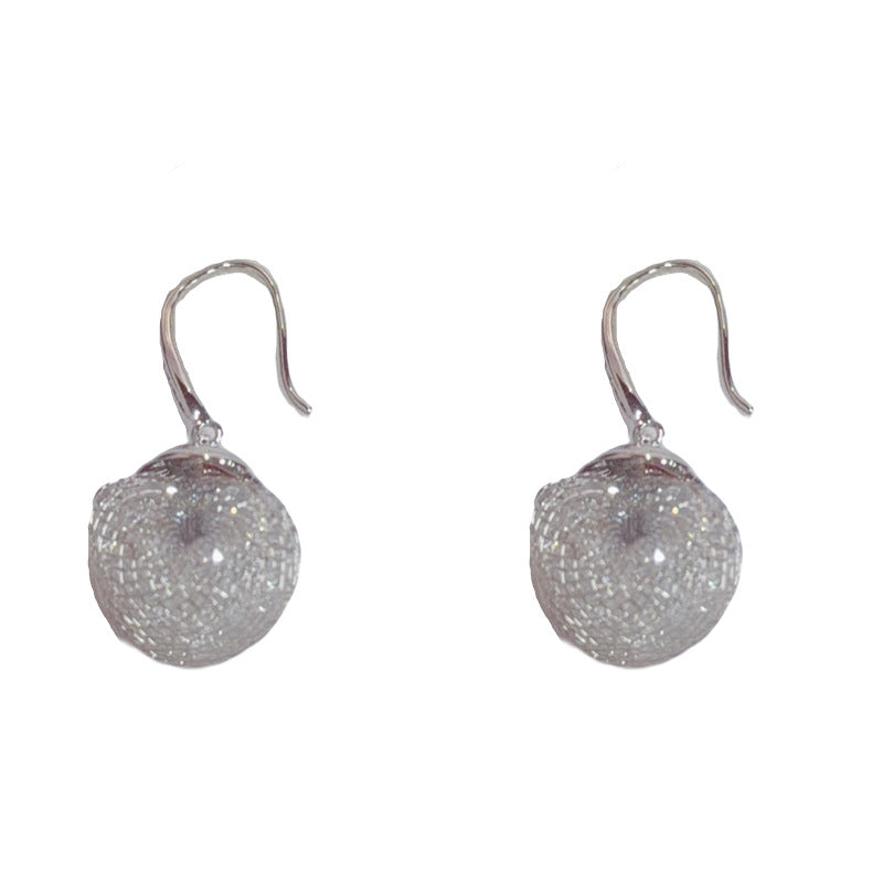 Elegant Metal Mesh Round Drop Earrings – Retro Geometric Design