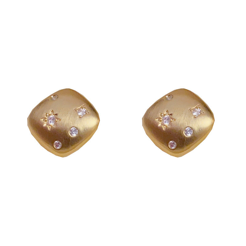 14K Gold-Plated Diamond-Studded Rhombus Earrings - Elegant Chic Design