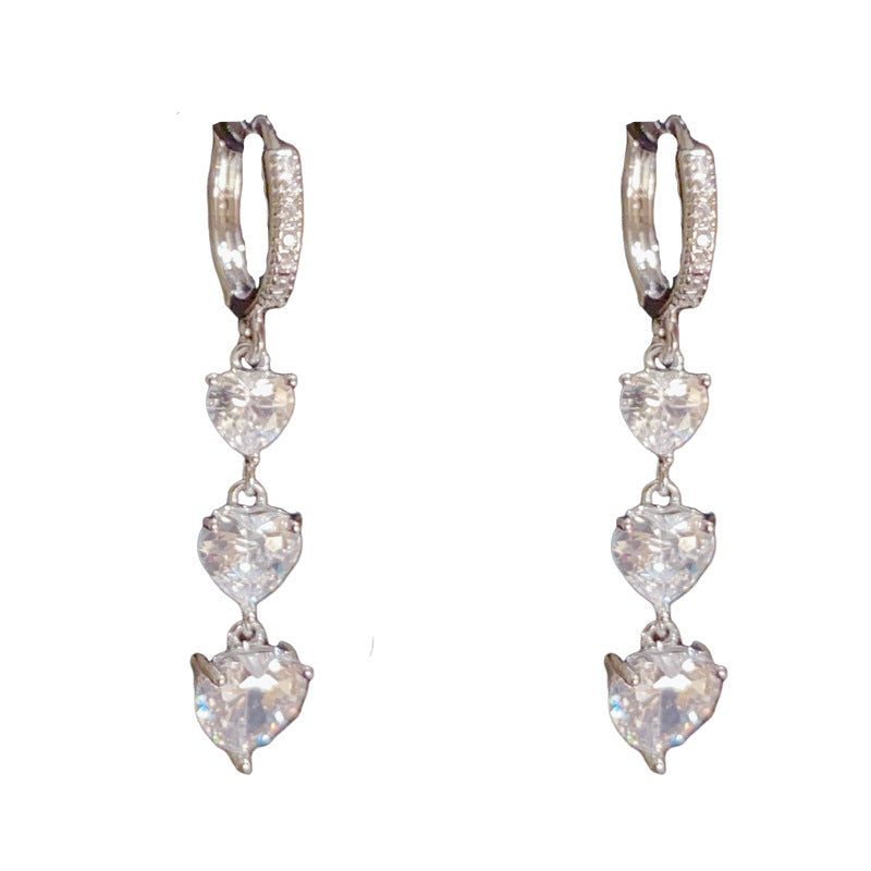 14K Gold-Plated Zircon Heart Tassel Ear Cuffs – Chic Minimalist Design