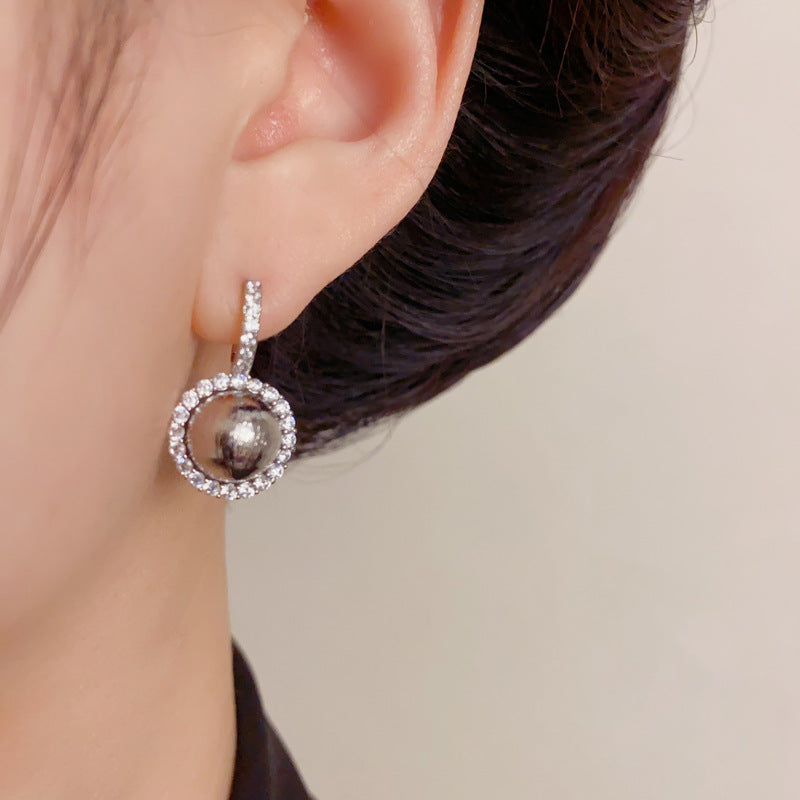 Elegant Zircon Metal Round Hoop Earrings – Retro Geometric Design