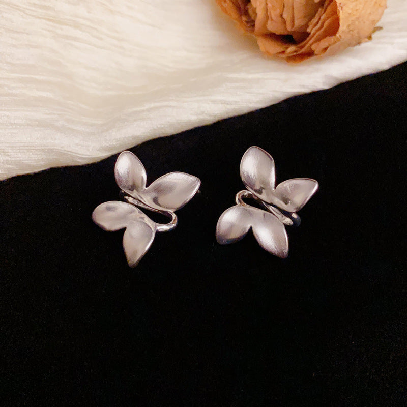 Luxury Brushed Metal Butterfly Stud Earrings – Elegant Design