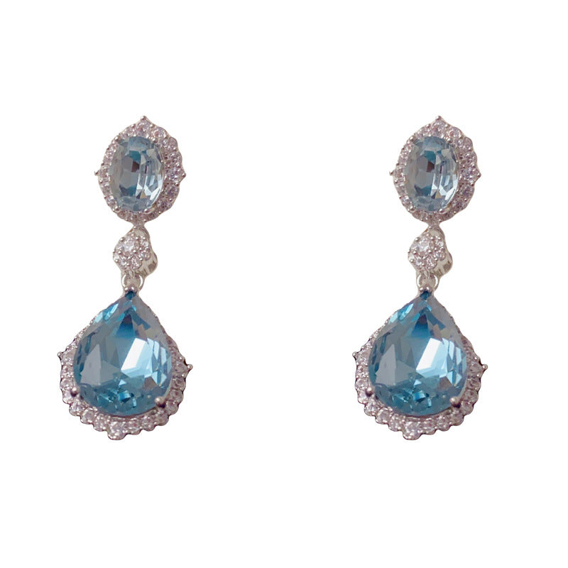 Luxury Zircon Teardrop Tassel Drop Crystal Earrings – Elegant Design