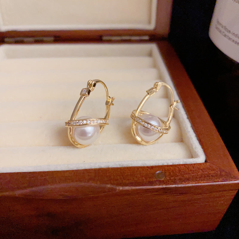 14K Gold-Plated Planet Pearl Ear Cuffs – Chic Minimalist Design