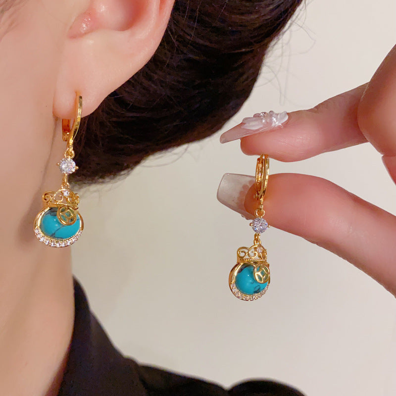 Elegant Zircon Money Bag Tassel Ear Cuff Earrings – Geometric Design