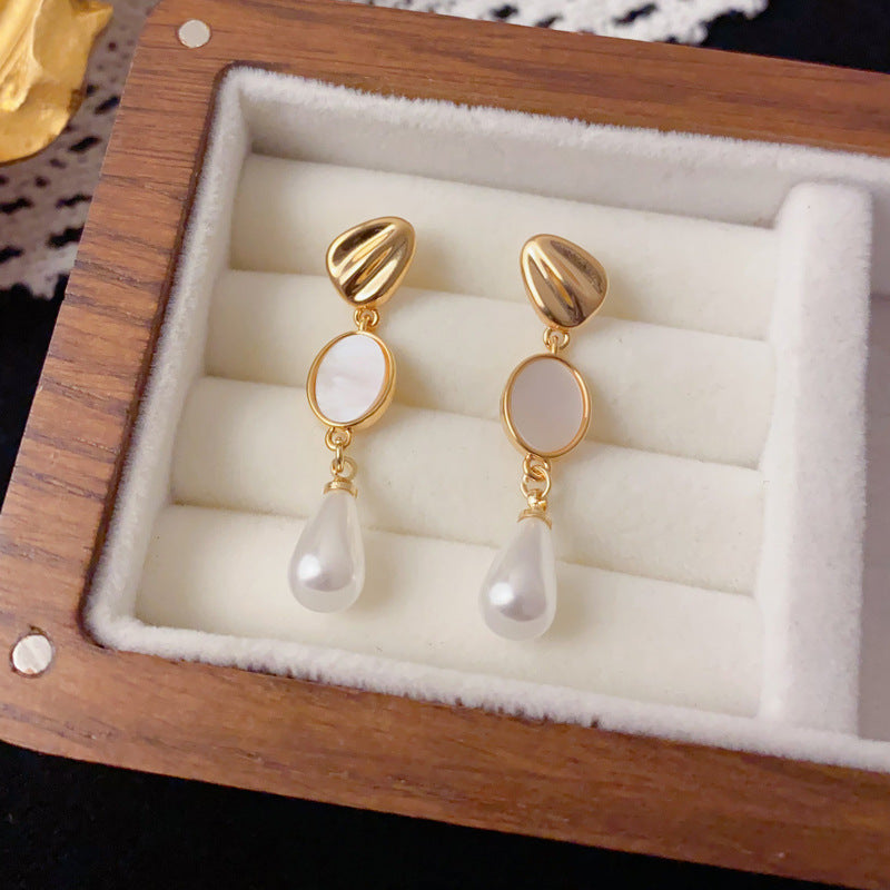 Luxury Shell Oval Teardrop Pearl Tassel Drop Earrings –elegant Design