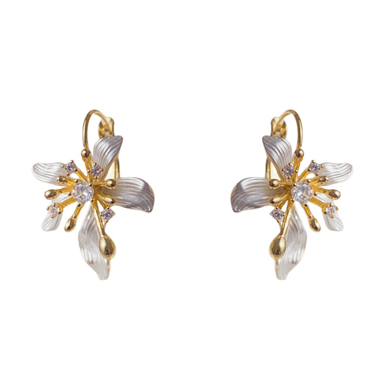 Elegant Zircon Metal Petal Ear Cuff Earrings – Floral Design