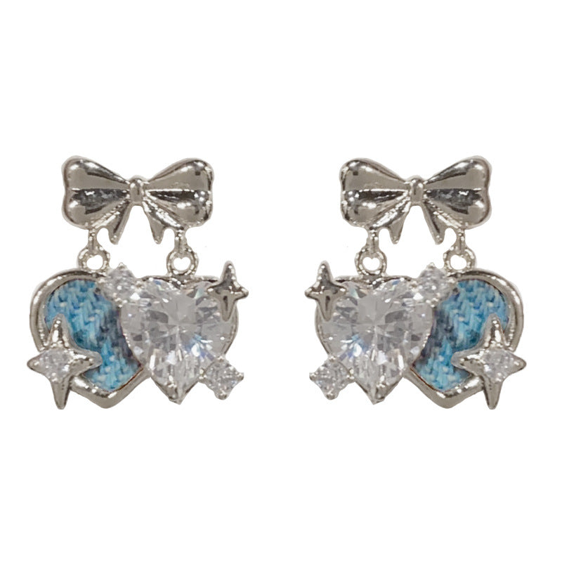 14K Gold-Plated Bow Heart Starburst Earrings – Chic Minimalist Design