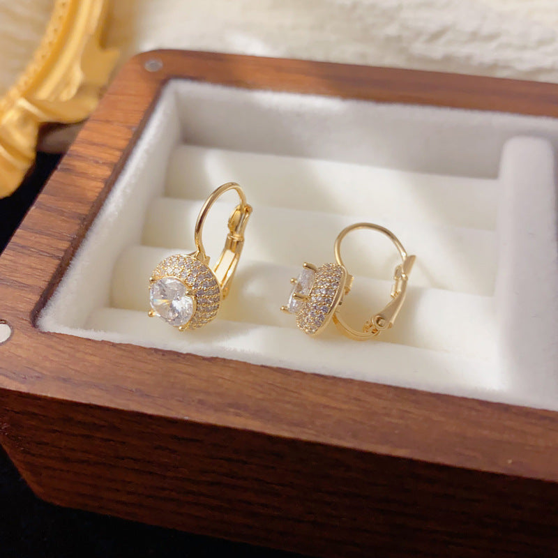 Elegant Zircon Round Ear Cuff Earrings – Geometric Design