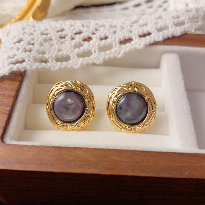 Luxury Metal Round Ring Stud Earrings – Geometric Design