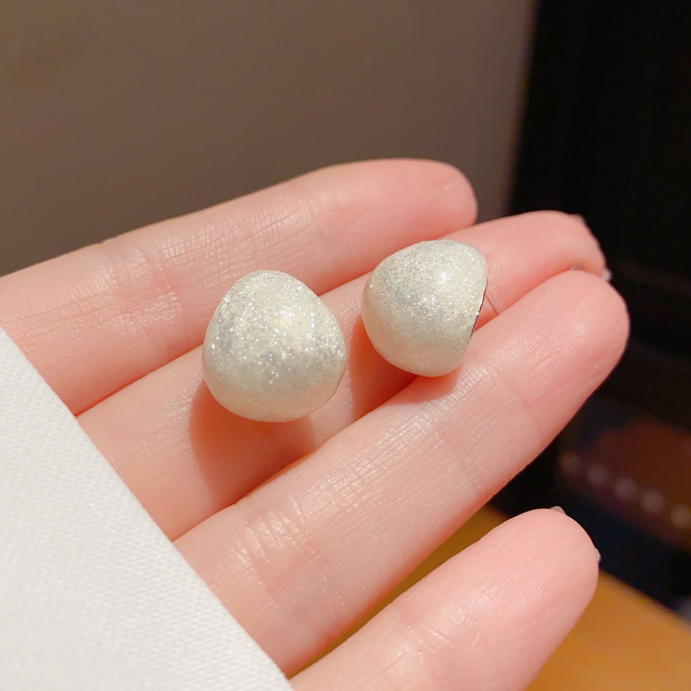 Eaioncol White Teardrop Stud Earrings Gold