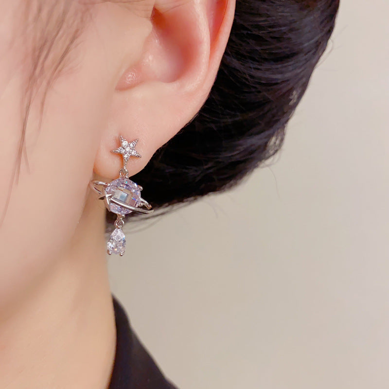 Elegant Sparkling Starfall Water Drop Earrings – Minimalist Design