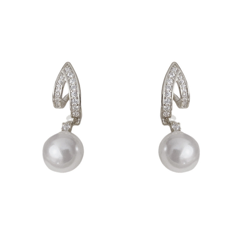 Luxury Full - Zircon & Geometric Pearl Drop Earrings – Elegant Design