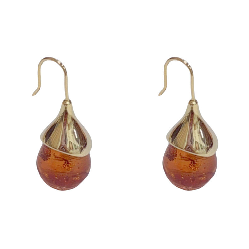 Elegant Imitation Amber Resin Drop Earrings – Unique Geometric Design
