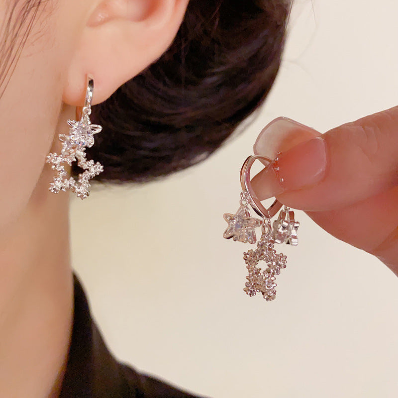 14K Gold Minimalist Metal Star Tassel Drop Earrings – Elegant Design