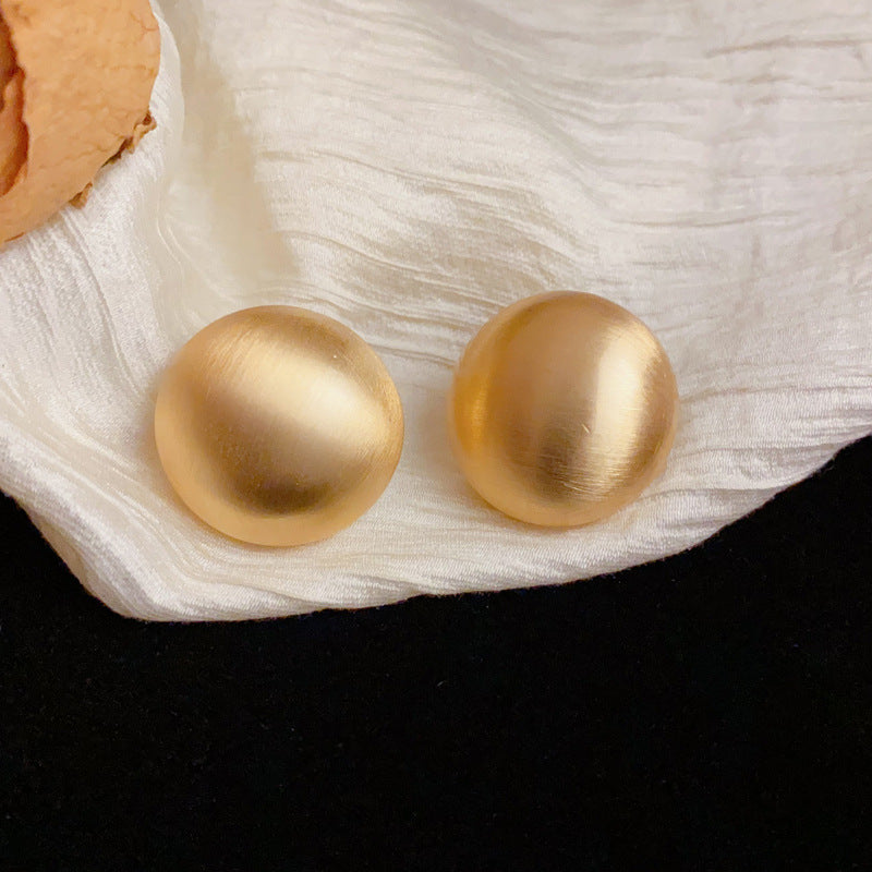 Luxury Brushed Metal Round Stud Earrings – Geometric Design