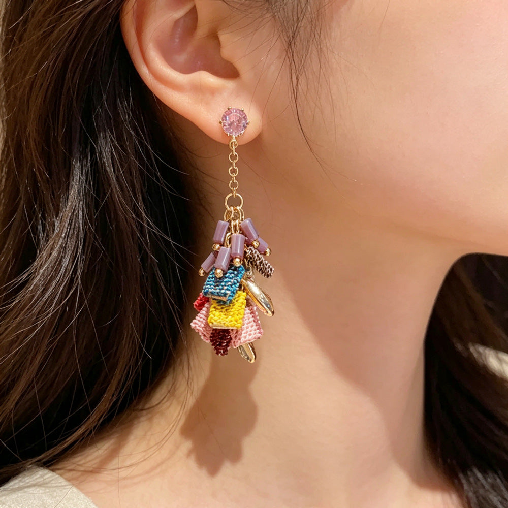 Eaioncol Handmade Teardrop Tassel Drop Earrings Gold