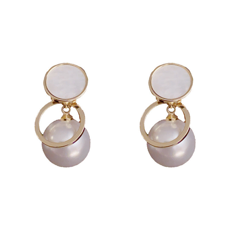 14K Gold-Plated Hollow Round Pearl Drop Earrings - Chic Vintage Design