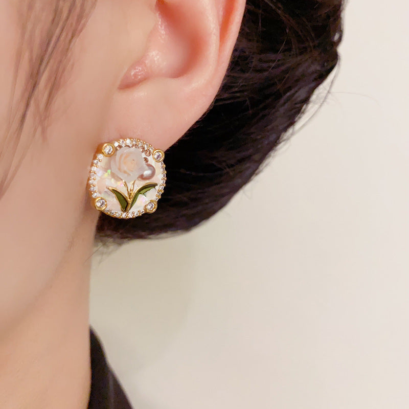 Luxury Handcrafted Freshwater Pearl &3D Flower Earrings– Floral Design