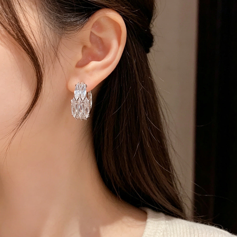Eaioncol Geometric CZ Hoop Earrings 14K Gold & Silver Plated