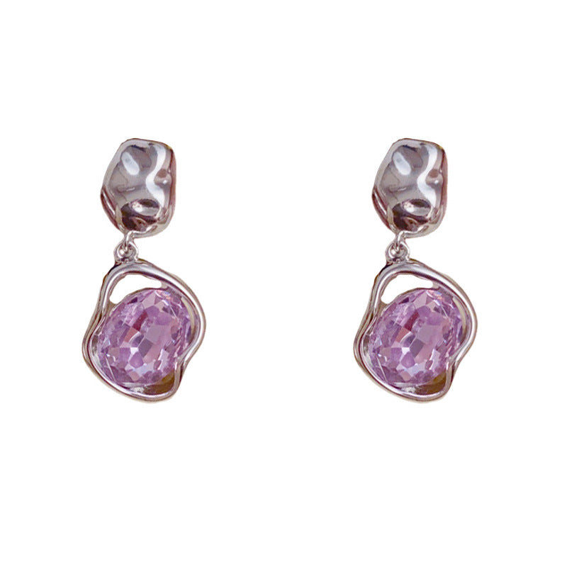 Luxury Metal Geometric Crystal Drop Earrings – Elegant Design