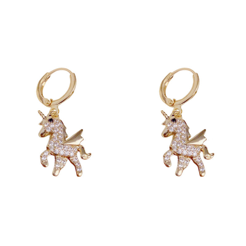 Luxury Full-Zircon Unicorn Ear Cuff Earrings – Elegant Design
