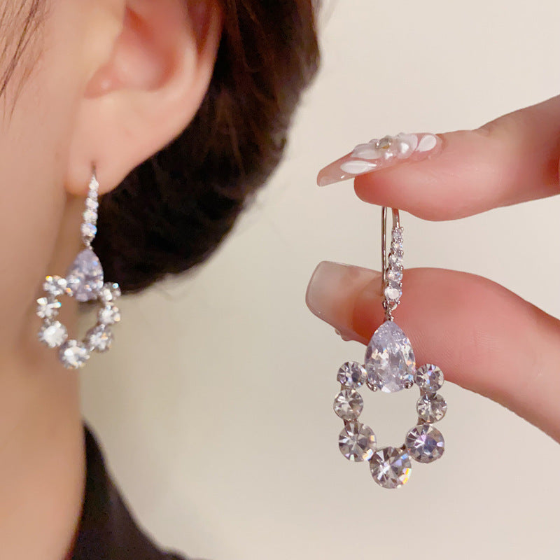 14K Gold-Plated Zircon Waterdrop Hook Earrings – Elegance Design