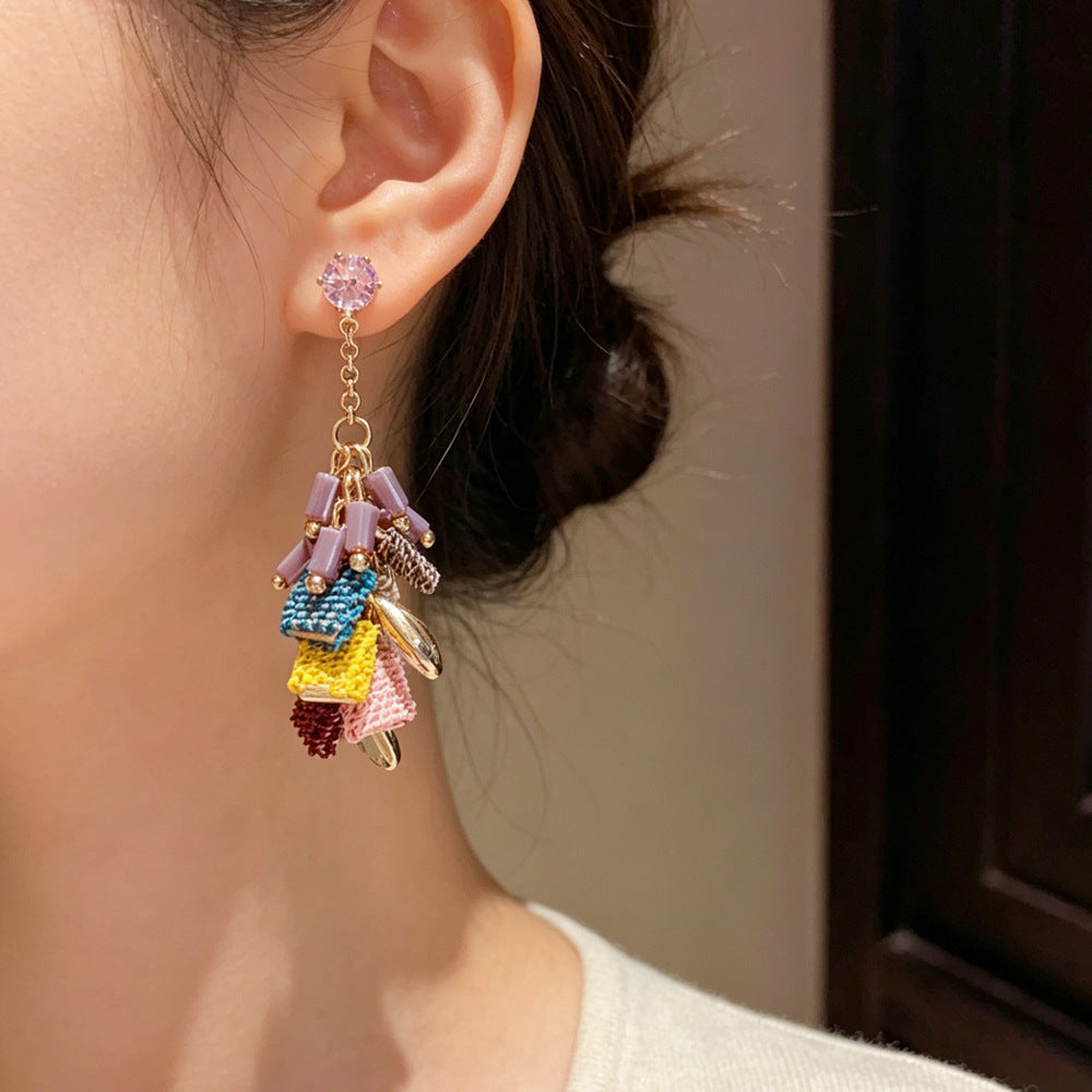 Eaioncol Handmade Teardrop Tassel Drop Earrings Gold