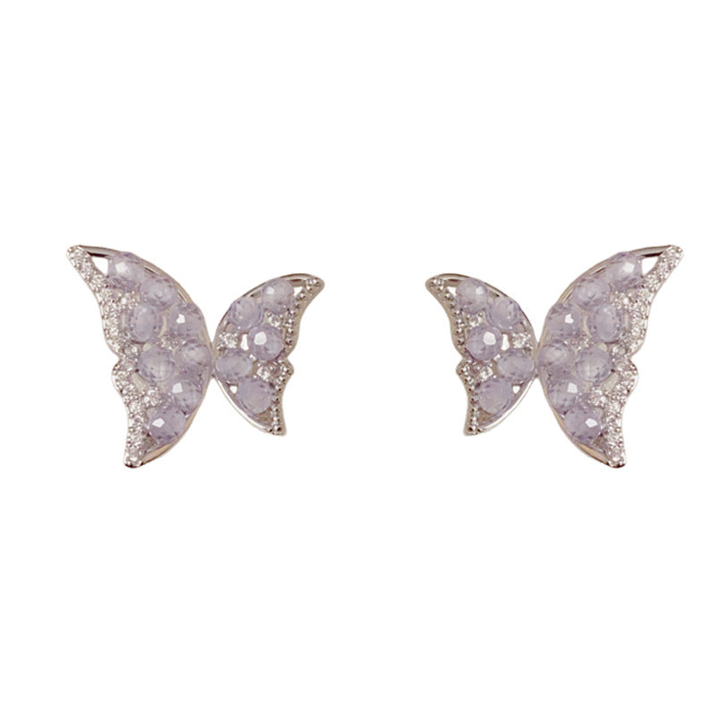 Luxury Full-Zircon Crystal Butterfly Stud Earrings – Elegant Design