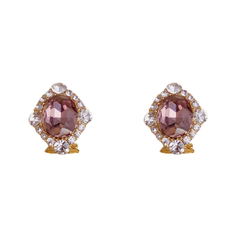 Elegant Zircon Diamond-Shaped Crystal Stud Earrings – Geometric Design