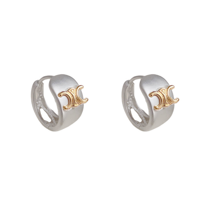 Silver-Plated Luxury Arc de Triomphe Hoop Earrings – Geometric Design