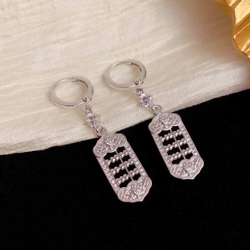 Elegant Zircon Abacus Ear Cuff Earrings – Geometric Design