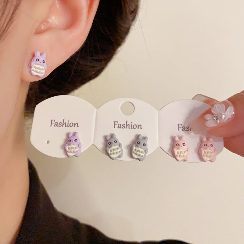 Colorful Animal Themed Set Stud Earrings - Cute Chic Design