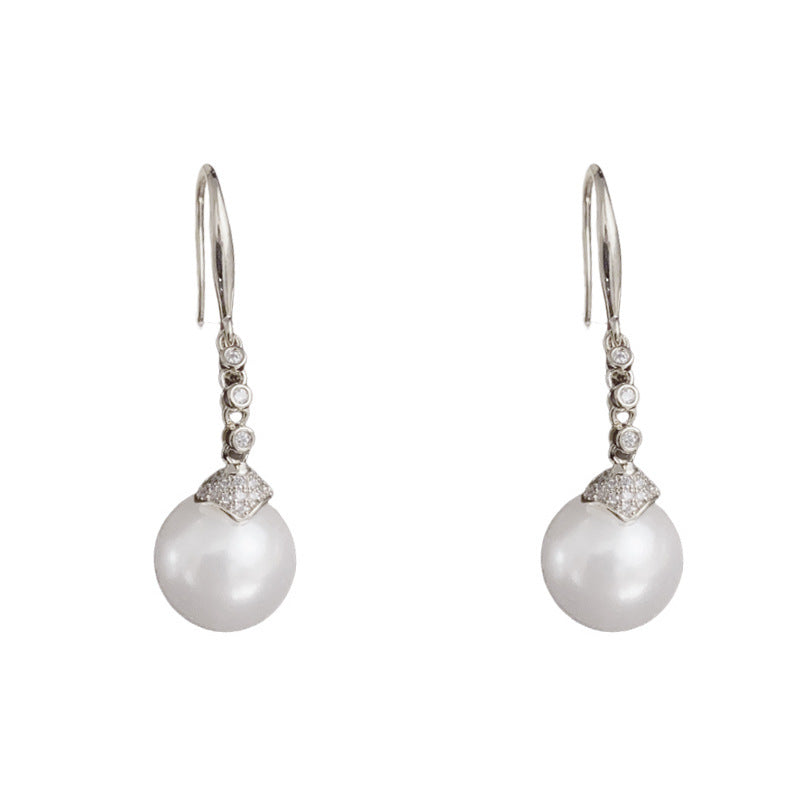 Luxury Zircon & Pearl Tassel Hook Earrings – Elegant Design