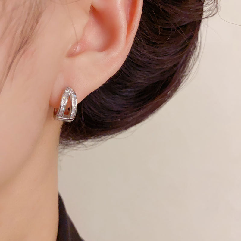 Luxury Double-Layer Zircon Ear Cuff Earrings – Geometric Design
