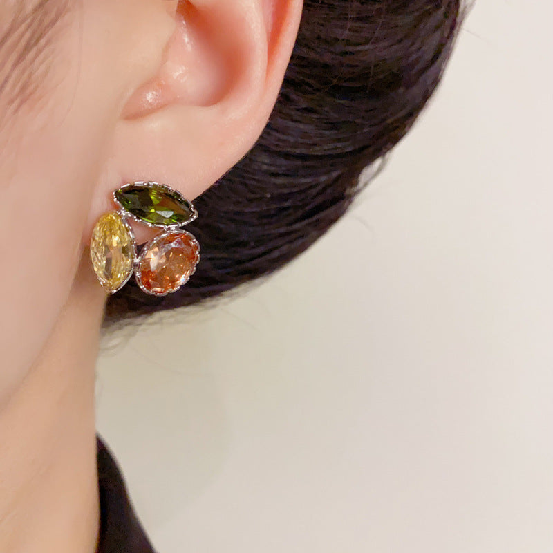 14K Gold-Plated Tricolor Geometric Earrings – Minimalist Retro Design