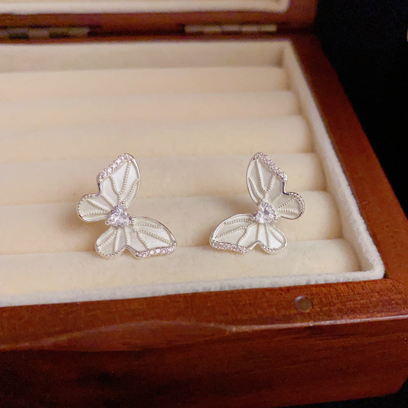 14K Gold Luxury Zircon Butterfly Stud Earrings – Animal-Inspired