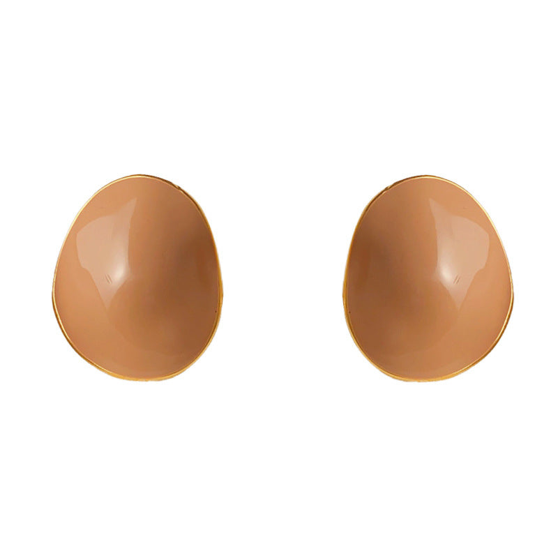 Luxury Irregular Enamel Circle Stud Earrings – French Design