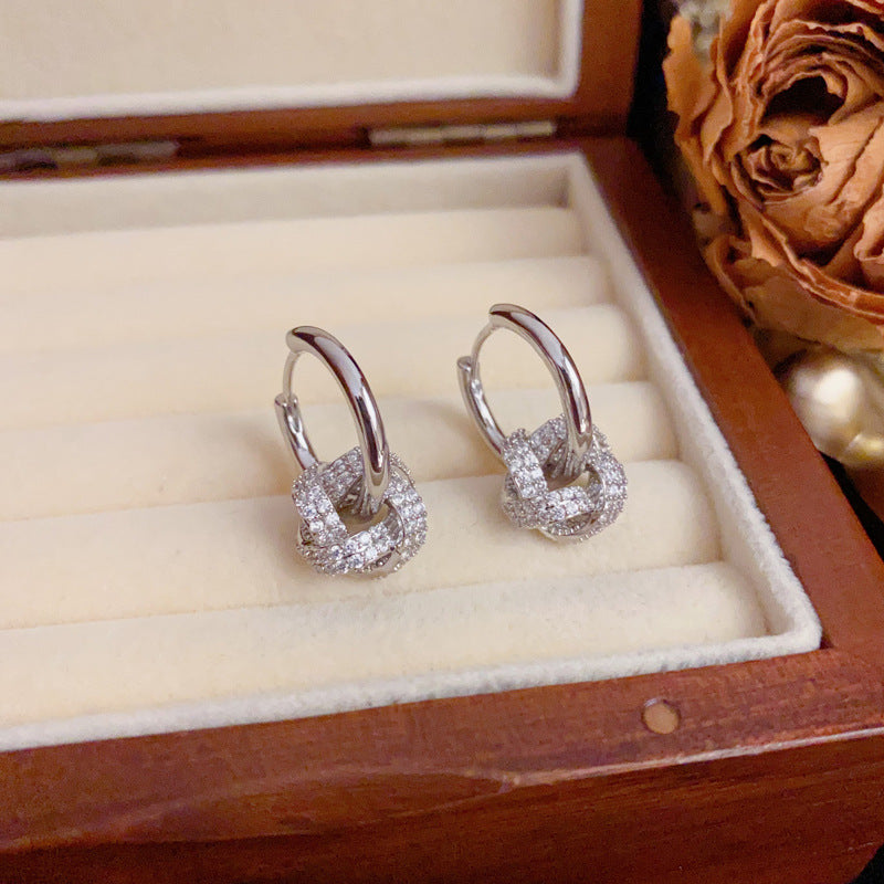 Luxury Full-Zircon Wrapped Circle Ear Cuff Earrings – Geometric Design