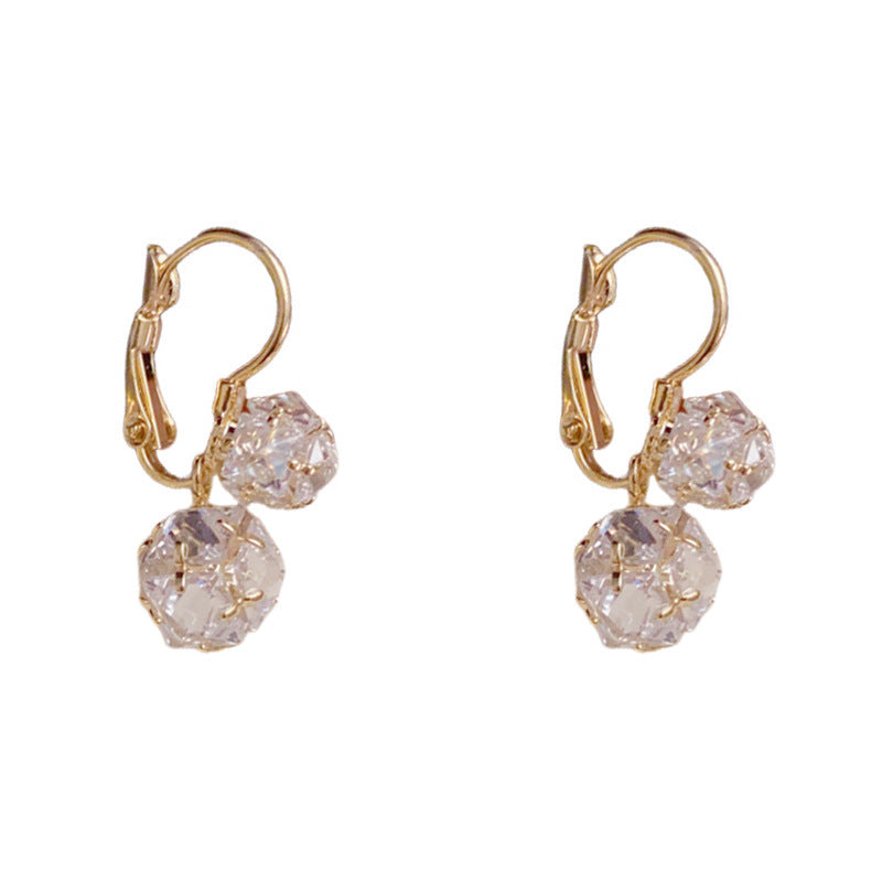 Elegant Zircon Ball Tassel Ear Cuff Earrings – Geometric Design