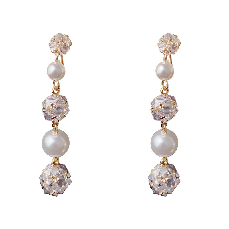 Luxury Zircon Pearl Ball Tassel Drop Earrings – Ultra-Sparkle Design