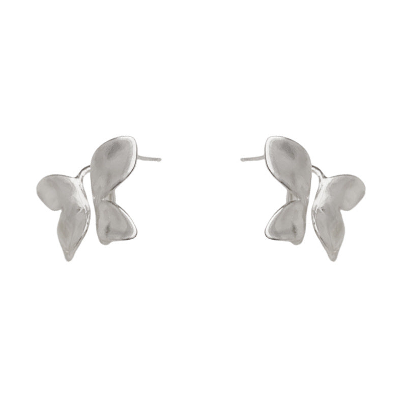 Luxury Brushed Metal Butterfly Stud Earrings – Elegant Design