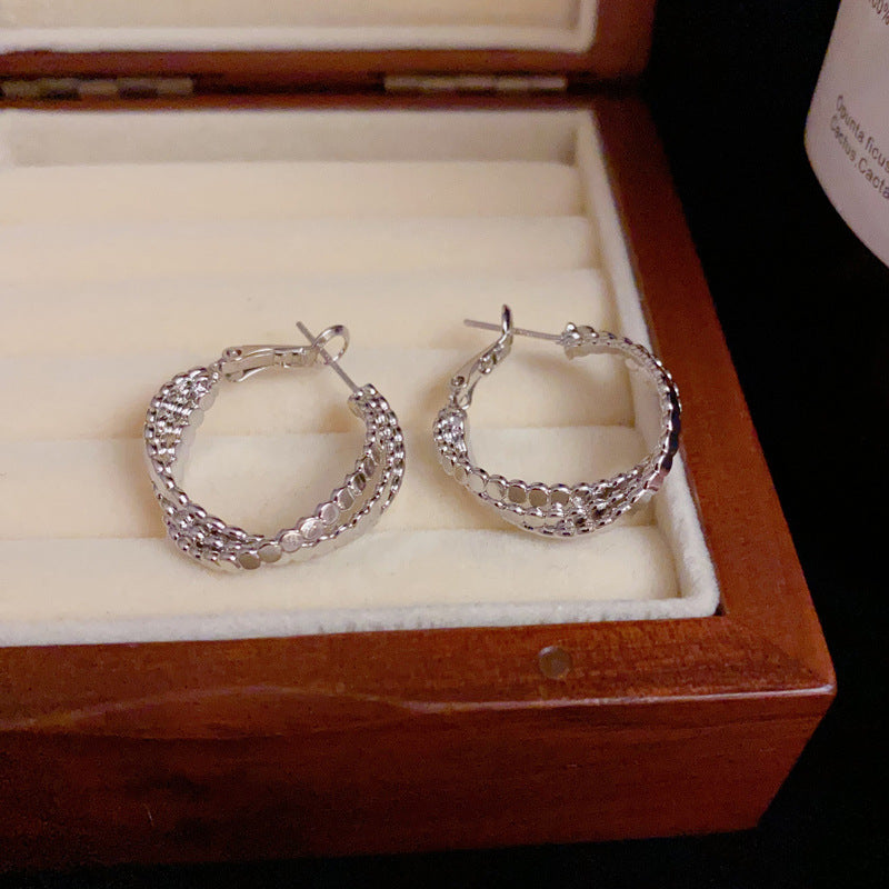 14K Gold-Plated Irregular 3 Layer Round Hoop Earrings - Vintage Style